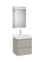Roca Ona Pack 2 fiókos alsószekrény mosdóval 55x46 tükör LED világítással, homokszürke A851703510