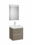 Roca Ona Pack 2 fiókos alsószekrény mosdóval 55x46 tükör LED világítással Sötét szil A851703511