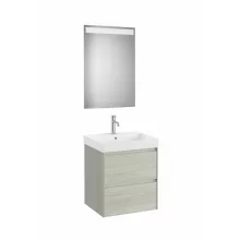   Roca Ona Pack 2 fiókos alsószekrény mosdóval 55x46 tükör LED világítással Világos Tölgy A851703512
