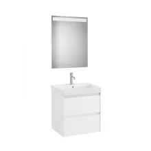   Roca Ona Pack 2 fiókos alsószekrény mosdóval 60x46 tükör LED világítással Matt Fehér A851704509