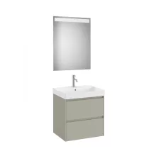   Roca Ona Pack 2 fiókos alsószekrény mosdóval 60x46 cm tükör LED világítással, homokszürke A851704510