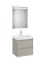 Roca Ona Pack 2 fiókos alsószekrény mosdóval 60x46 cm tükör LED világítással, homokszürke A851704510