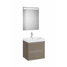   Roca Ona Pack 2 fiókos alsószekrény mosdóval 60x46 tükör LED világítással Sötét szil A851704511