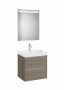 Roca Ona Pack 2 fiókos alsószekrény mosdóval 60x46 tükör LED világítással Sötét szil A851704511
