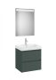 Roca Ona Pack 2 fiókos alsószekrény mosdóval 60x46 tükör LED világítással Matt Zöld A851704513