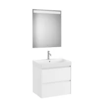   Roca Ona 2 fiókos mosdószekrény 65x46x64,5 cm kerámia mosdóval és tükör LED világítással, matt fehér A851705509