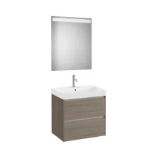   Roca Ona 2 fiókos mosdószekrény 65x46x64,5 cm kerámia mosdóval és tükör LED világítással, sötét szil A851705511
