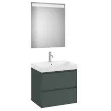   Roca Ona 2 fiókos mosdószekrény 65x46x64,5 cm kerámia mosdóval és tükör LED világítással, matt zöld A851705513