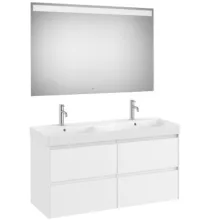   Roca Ona 4 fiókos mosdószekrény 120x46x64,5 cm kerámia mosdóval és tükör LED világítással, matt fehér A851710509