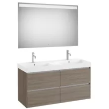   Roca Ona 4 fiókos mosdószekrény 120x46x64,5 cm kerámia mosdóval és tükör LED világítással, sötét szil A851710511