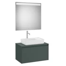   Roca Ona 1 fiókos mosdószekrény 79,4x45,7x44,3 cm és tükör LED világítással, matt zöld A851712513