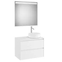   Roca Ona 2 fiókos mosdószekrény 79,4x45,7x58,3 cm és tükör LED világítással, jobbos / matt fehér A851715509