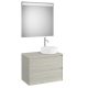 Roca Ona 2 fiókos mosdószekrény 79,4x45,7x58,3 cm és tükör LED világítással, jobbos / világos tölgy A851715512