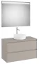 Roca Ona 2 fiókos mosdószekrény 99,4x45,7x58,3 cm és 100x80 cm-es tükör LED világítással, homokszürke A851718510