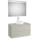 Roca Ona 2 fiókos mosdószekrény 99,4x45,7x58,3 cm és 100x80 cm-es tükör LED világítással, világos tölgy A851718512
