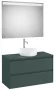 Roca Ona 2 fiókos mosdószekrény 99,4x45,7x58,3 cm és 100x80 cm-es tükör LED világítással, matt zöld A851718513