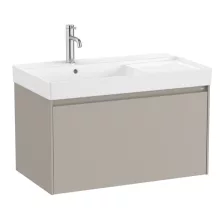   Roca Ona fiókos alsószekrény 80x46x50,5 cm balos kerámia mosdóval, homokszürke A851720510