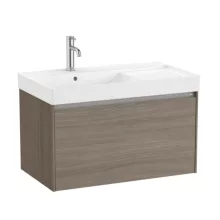   Roca Ona fiókos alsószekrény 80x46x50,5 cm balos kerámia mosdóval, sötét szil A851720511