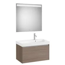   Roca Ona 1 fiókos mosdószekrény 80x46x50,5 cm jobbos kerámia mosdóval és tükörrel, sötét szil A851721511