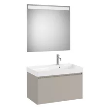   Roca Ona 1 fiókos mosdószekrény 80x46x50,5 cm jobbos kerámia mosdóval és tükörrel, világos tölgy A851721512