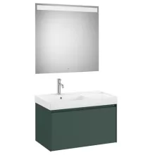   Roca Ona 1 fiókos mosdószekrény 80x46x50,5 cm balos kerámia mosdóval és tükör, matt zöld A851722513