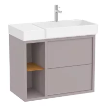   Roca Tura fiókos alsószekrény polcokkal 80x43x60 jobbos kerámia mosdóval, világos nemesszürke A852027559