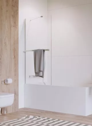 Radaway Idea PNJ kádparaván törölközőtartóval 50x150 átlátszó üveg, króm profil 100010500101W