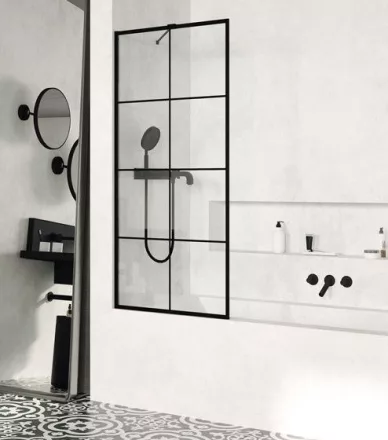 Radaway Modo New Black PNJ Factory kádparaván 70x150 átlátszó üveg, fekete profil 10006070-54-55