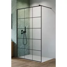  Radaway NES Black Walk-in Factory zuhanyfal 100x200 átlátszó üveg/fekete keret 10013100-54-55