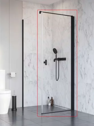 Radaway NES KDJ I jobbos szögletes zuhanyajtó 100x200 cm átlátszó üveg, fekete profilszín 10022100-54-01R