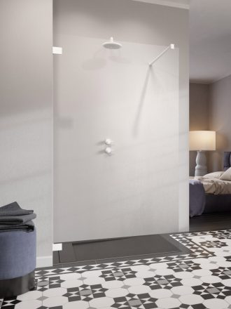 Radaway Essenza Pro Walk-in zuhanyfal 85x200 cm, átlátszó üveg, fehér profilszín 101030850401