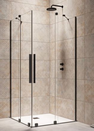 Radaway Furo Black KDD 80x200 szögletes zuhanykabin ajtó átlátszó üveggel, fekete profilszín, balos 101050805401L