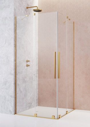 Radaway Furo Gold KDD 90x200 szögletes zuhanykabin ajtó átlátszó üveggel, arany profilszín, balos 101050900901L