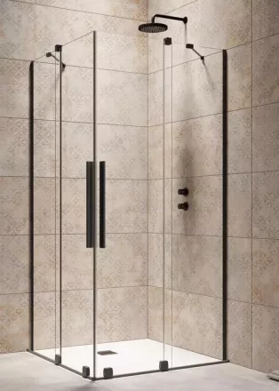 Radaway Furo Black KDD 90x200 szögletes zuhanykabin ajtó átlátszó üveggel, fekete profilszín, jobbos 101050905401R