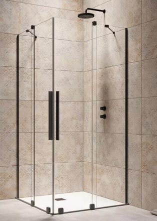 Radaway Furo Black KDD 110x200 szögletes zuhanykabin ajtó átlátszó üveggel, fekete profilszín, balos 101051105401L