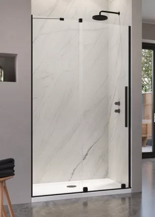 Radaway Furo Black DWJ 90 két elemből álló balos zuhanyajtó átlátszó üveggel 47,2x200 fekete profilszín 101074725401L