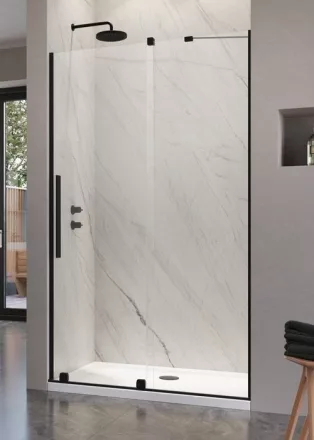 Radaway Furo Black DWJ 110 két elemből álló jobbos zuhanyajtó átlátszó üveggel 57,2x200 fekete profilszín 101075725401R