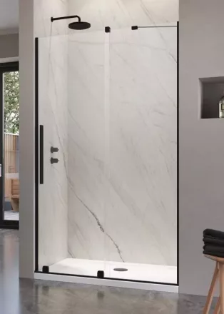 Radaway Furo Black DWJ 130 két elemből álló jobbos zuhanyajtó átlátszó üveggel 67,2x200 fekete profilszín 101076725401R