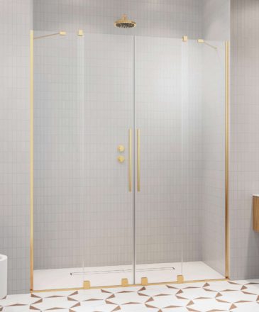 Radaway Furo DWD 130 dupla zuhanyajtó átlátszó üveggel, arany profilszín 101083630901
