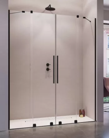 Radaway Furo DWD 130 dupla zuhanyajtó átlátszó üveggel, fekete profilszín 101083635401