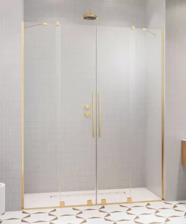 Radaway Furo DWD 180 dupla zuhanyajtó átlátszó üveggel, arany profilszín 101084880901