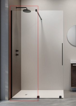 Radaway Furo Black&Gold 90 Walk-in fix zuhanyfal ajtóhoz 44,4x200 átlátszó üveg 101104440101