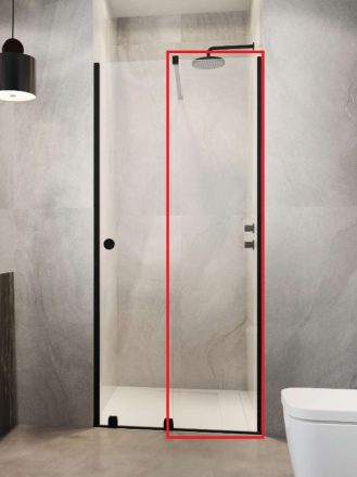 Radaway Furo DWJ RH 100 zuhanyfal átlátszó üveggel zuhanyajtóhoz, fekete profilszín 101105100101