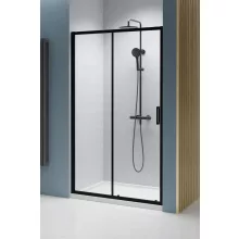   Radaway Premium Pro Black DWJ zuhanyajtó 120x200 átlátszó üveggel, balos / fekete profilszín 1014120-54-01L
