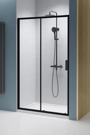 Radaway Premium Pro Black DWJ zuhanyajtó 120x200 átlátszó üveggel, balos / fekete profilszín 1014120-54-01L