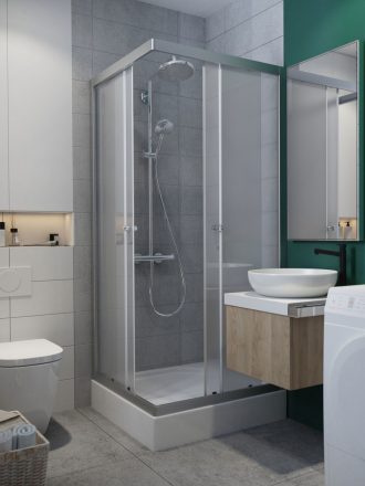 Radaway Projecta C szögletes zuhanykabin 80x80x185 cm átlátszó üveg, króm profilszín 34260-01-01M