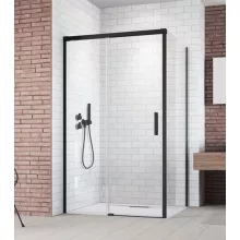   RADAWAY Idea Black KDJ 100 B zuhanykabin ajtó, átlátszó üveggel, fekete profilszín, balos 387040-54-01L