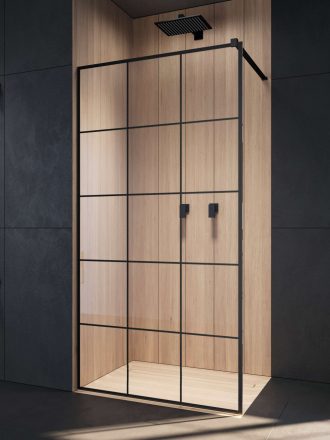 Radaway Modo New Black II Factory Walk-in zuhanyfal 70x200 cm átlátszó üveg, fekete profil 389074-54-55