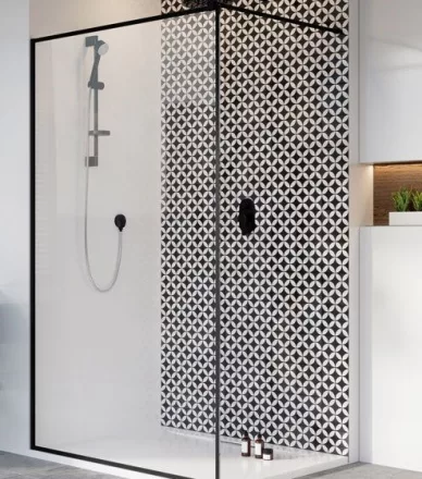 Radaway Modo New Black II Frame Walk-in zuhanyfal 80 cm, átlátszó üveg, fekete profilszín 3890845456