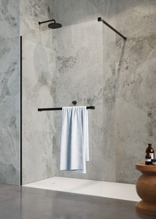 Radaway Modo New II Walk-in zuhanyfal átlátszó üveg 100x200 cm, törölközőtartóval fekete 3891045401W
